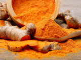 Du curcuma fraîche et en poudre sur une table