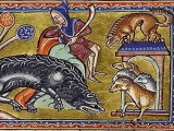 Illustration de la fable « Le Chien et la Brebis », de Marie de France