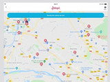Une capture d'écran de l'application Filalapat montrant les chiens perdus dans une zone donnée