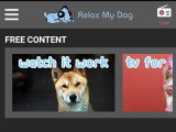 Une capture d'écran de l'application RelaxMyDog montrant différentes musiques pour chien