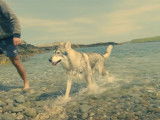 Un Inuit du Nord en promenade dans de beaux paysages