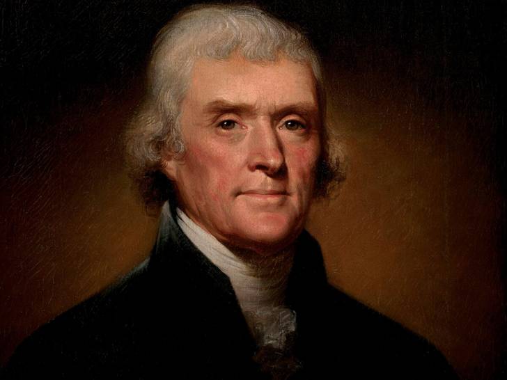 Un tableau peint par Rembrandt Peale et représentant un portrait de Thomas Jefferson