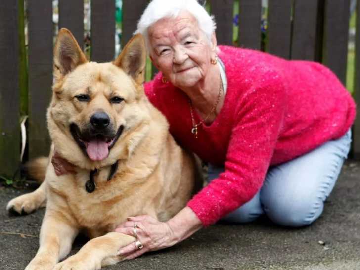 Le chien Axel allongé à côté de sa maîtresse, Joyce Ackerley