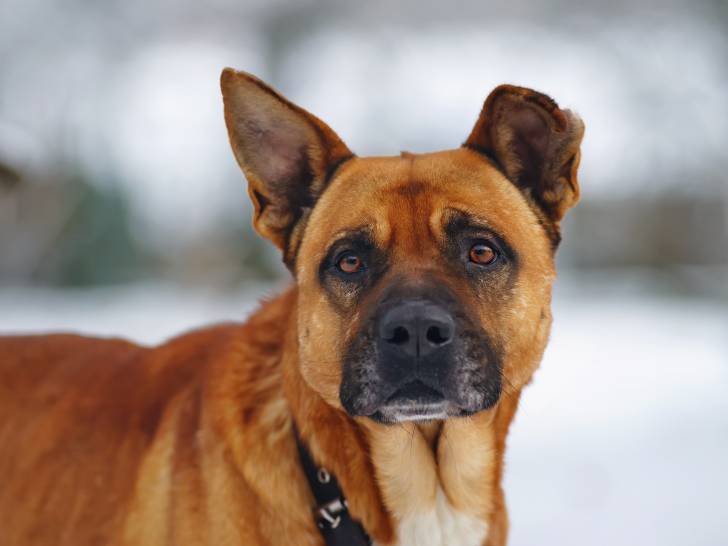 Un chien avec un bout d'oreille coupée