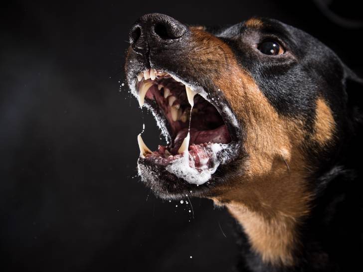 Un chien ayant la rage