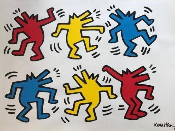 Le tableau « Chiens qui dansent (Dancing Dogs) », de Keith Haring, oeuvre célèbre du pop art