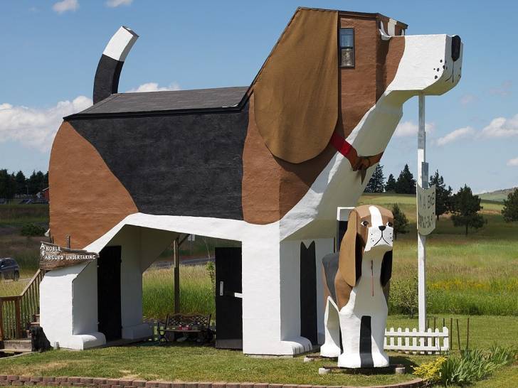 Une image de l'hôtel Dog Bark Park Inn, en forme de Beagle, à Cottonwood aux Etats-Unis