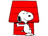 Dessin de Snoopy devant sa niche