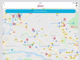 Une capture d'écran de l'application Filalapat montrant les chiens perdus dans une zone donnée