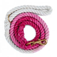 Une longe pour chien en coton tressé rose et blanche