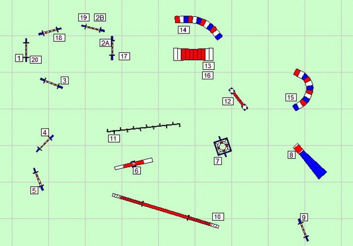 Exemple de parcours dans un concours d'agility