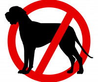 La silhouette d'un gros chien dans un cercle rouge barr&eacute;