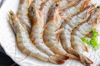 Des crevettes fraîches dans une assiette