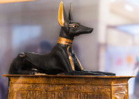Une statue d'Anubis au Musée égyptien du Caire