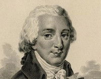 Portrait en noir et blanc du poète Jean-Pierre Claris de Florian, auteur de la fable « Le Petit Chien », (1792)