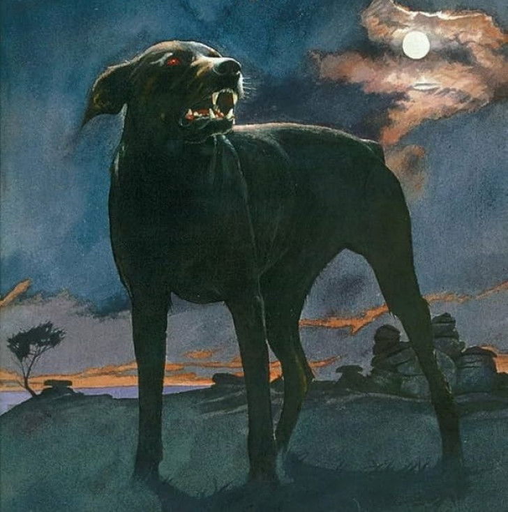 Une représentation du chien des Baskerville, le personnage imaginé par Sir Arthur Conan Doyle