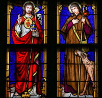 Jesus-Christ et Saint-Roch représentés sur des vitraux