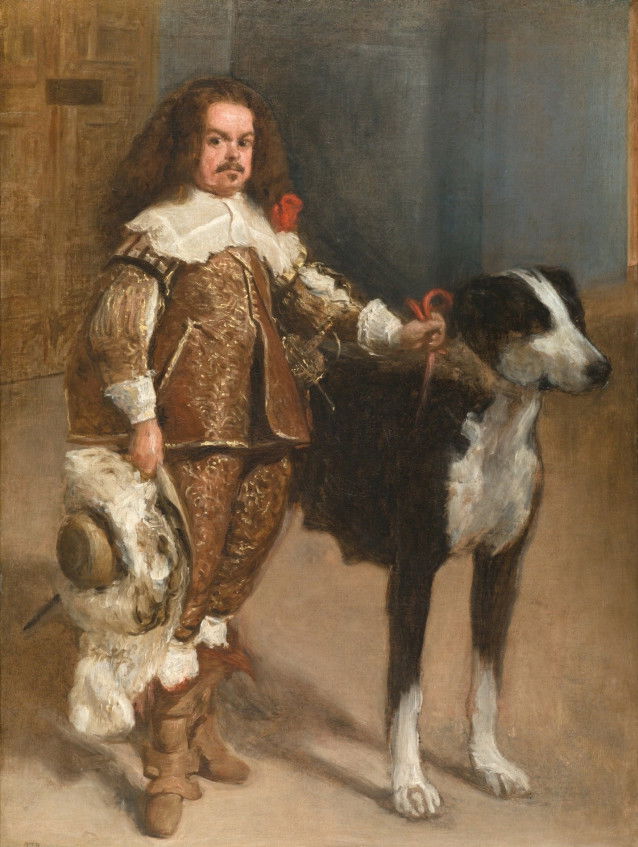 Le tableau « Nain avec un chien (Enano con un perro) », de Diego Vélasquez, qui représente un bouffon de la cour avec un grand chien