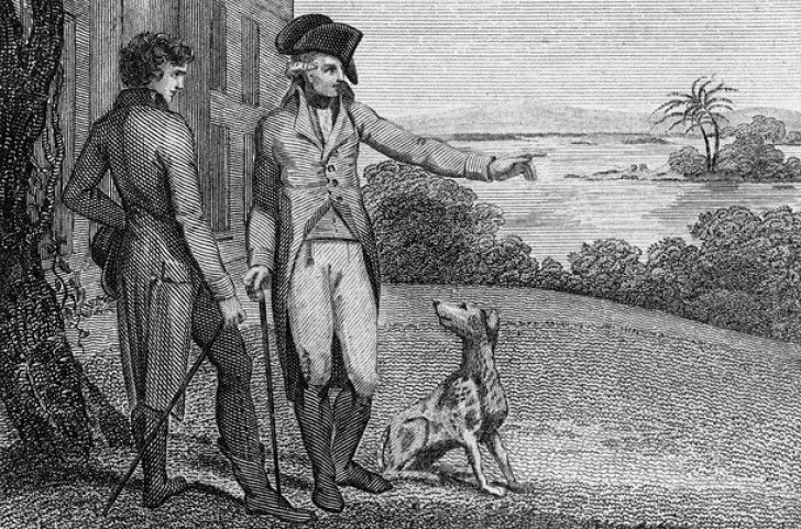 Tableau de George Washington avec un de ses chiens de chasse