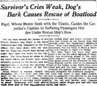 Un article de presse sur le chien Rigel