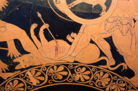 Orthos, chien à deux têtes de la mythologie grecque et frère de Cerbère