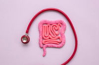 Schéma des intestins avec un stéthoscope