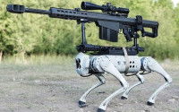 Un robot de combat en forme de chien et portant une arme, créé par la Chine