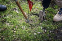 Personnes creusant un trou dans le sol