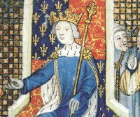 Une peinture du Moyen Âge représentant le roi d'Angleterre Richard II portant une fourrure d'hermine