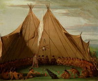 « Sioux Dog Feast », tableau de George Catlin (1832-1837)