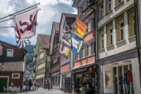 Une rue dans le centre historique d'Appenzell, en Suisse
