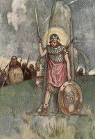 Le demi-dieu Cúchulainn, illustration de Stephen Reid (1904)