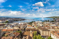 Vue aérienne de Genève, en Suisse
