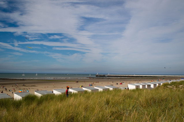 Cabines de plages sur la plage de Nieuport, en Belgique