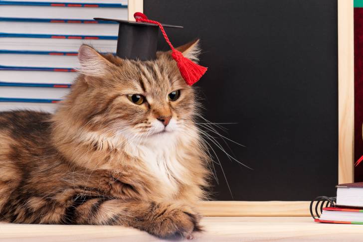 Un Sibérien avec un chapeau d'étudiant 