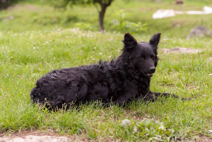 Un Berger Croate allongé dans l'herbe