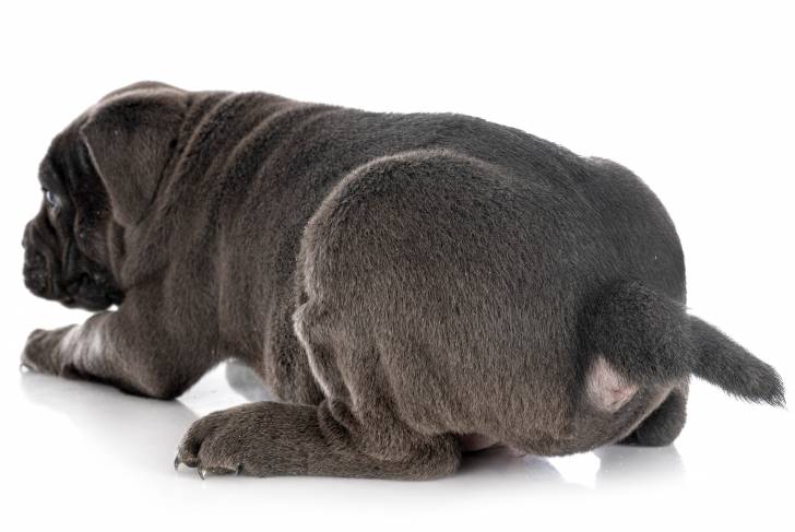 Vue de dos d'un chien Cane Corso noir 