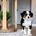 Un Aussalier sur un tapis et semblant détendu 