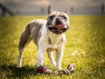 Un French Bullnese sur un terrain herbeux